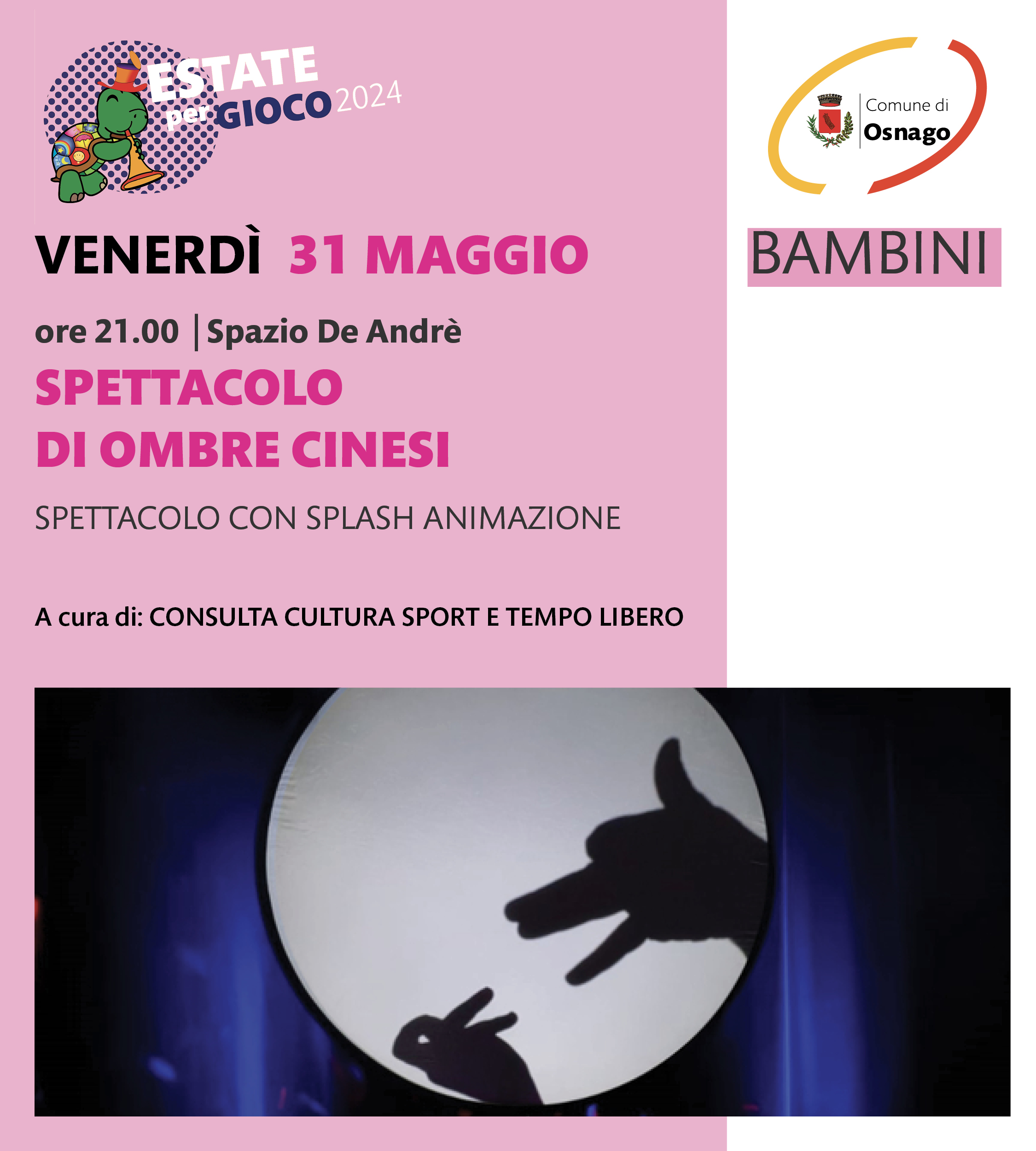 Ombre cinesi per i bambini, serata di magia al De André