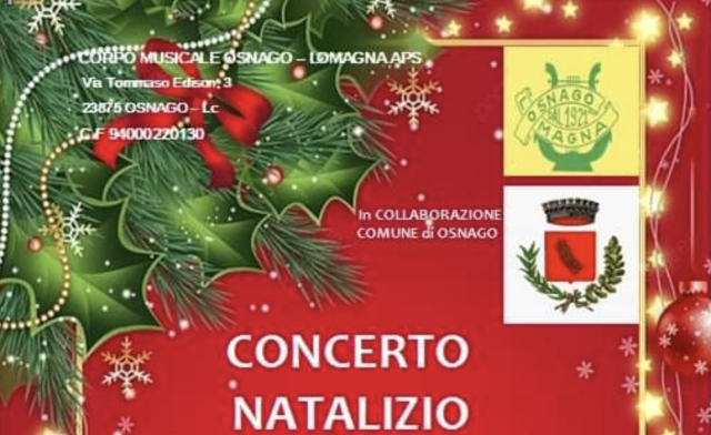 Concerto natalizio del Corpo musicale Osnago in Sala civica "Pertini"